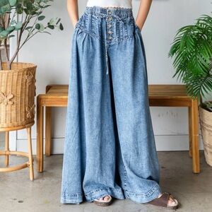 NEW Oli & Hali The Cape Tencel Pin-tuck Wide Leg Jeans